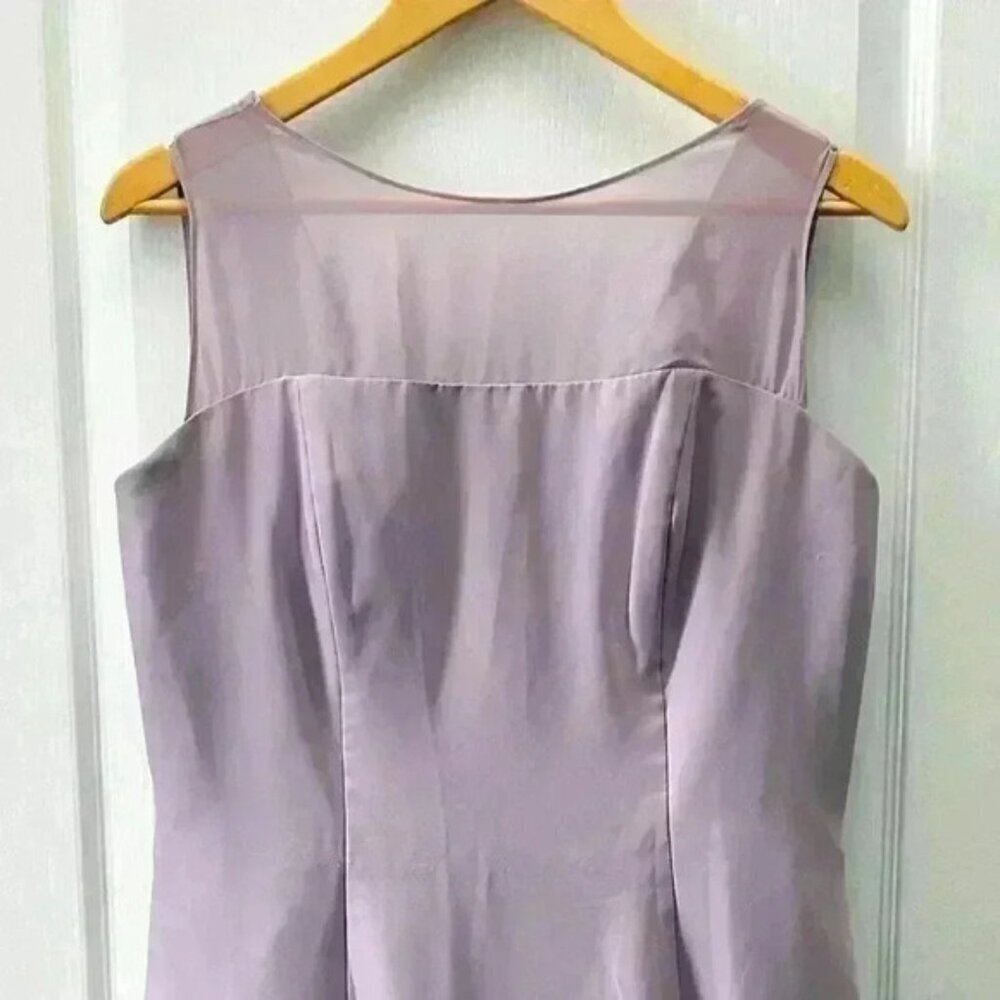 Christina Wu Dress Sheer Chiffon Sleeveless A-line Flowy Lilac Purple Gown 16 - Picture 5 of 15